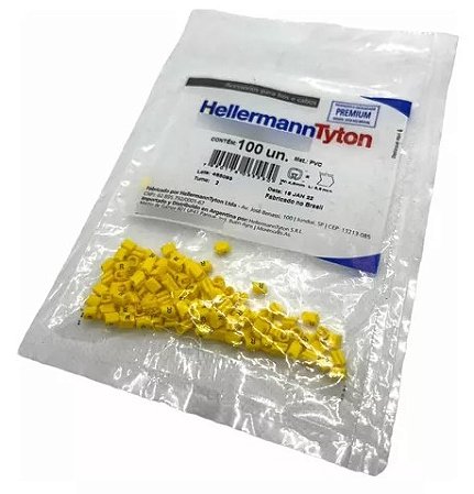 Hellermann Marcador MHG 1/3 + (Sinal Positivo) Amarelo para cabo 0.30-1.50mm² - 100 peças