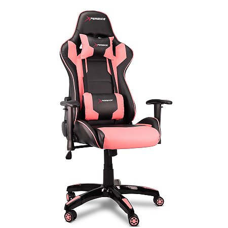 Cadeira Gamer Xperience Ultra Rosa, Base Giratoria, Braco Ajustavel e Sistema de Inclinacao Avancado