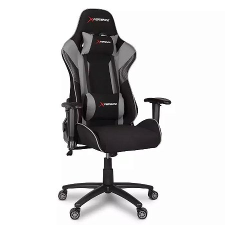 Cadeira Gamer Xperience Deluxe em Tecido  Cinza Base Giratória, Braço Ajustável e Sistema de Inclinação Avançado