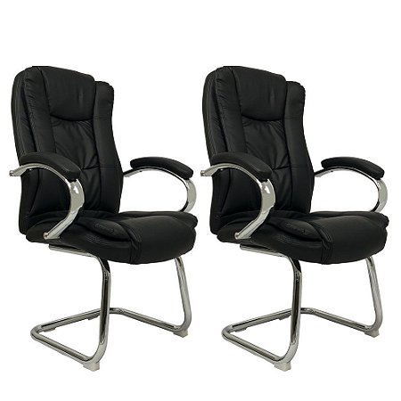 Par de Cadeiras de Escritorio Comfy Virtuous Preta, Base Fixa