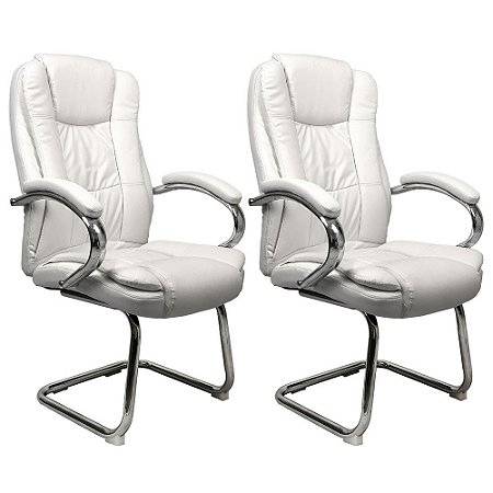 Par de Cadeiras de Escritorio Comfy Virtuous Off White, Base Fixa
