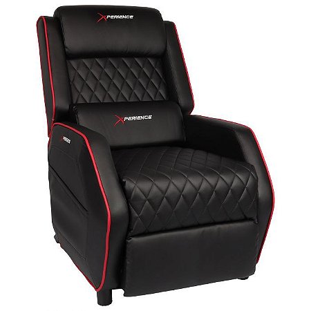 Poltrona Gamer Xperience Comfy Preta com Vermelho Reclinável com Revestimento em PVC