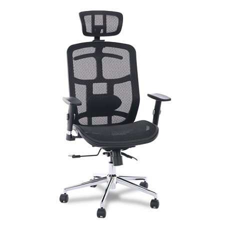 Cadeira de Escritório Comfy ErgoPro Tela Mesh Preta, Braço Ajustável e Relax Avançado