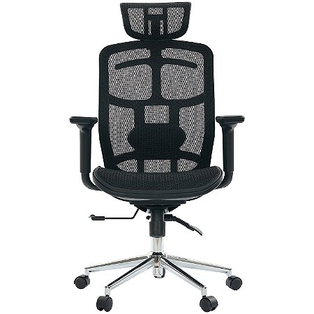 Cadeira de Escritório Comfy ErgoPro Preta Tela Mesh Preta, Braço e Assento Ajustáveis e Relax Avançado