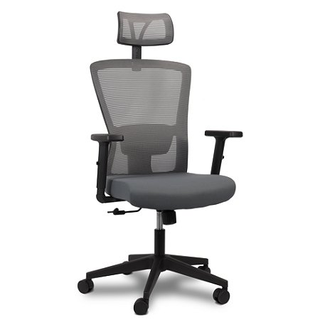 Cadeira de Escritório Ergonômica Comfy Stance Plus Tela Mesh Cinza, Base Giratória e Sistema Relax