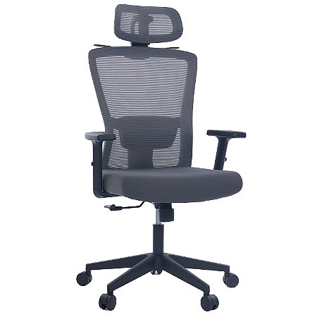 Cadeira de Escritório Ergonômica Comfy Stance Plus Tela Mesh Cinza, Base Giratória e Sistema Relax