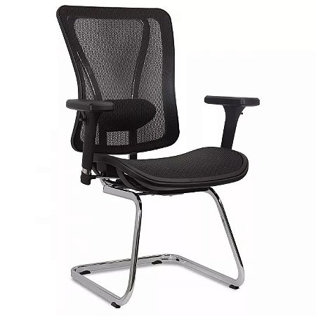 Cadeira de Escritório Comfy Caprice Tela Mesh Preta, Base Fixa e Braço 3D