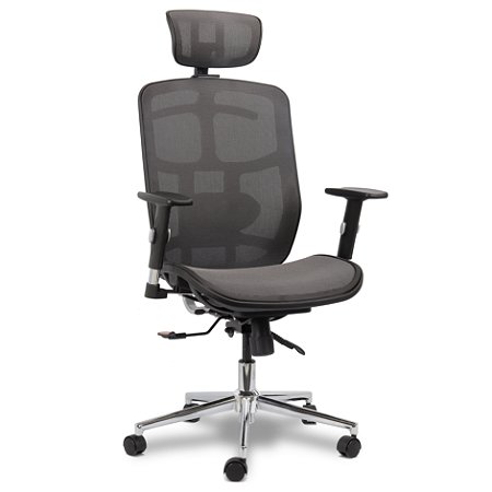 Cadeira de Escritório Comfy ErgoPro Tela Mesh Cinza, Braço Ajustável e Relax Avançado