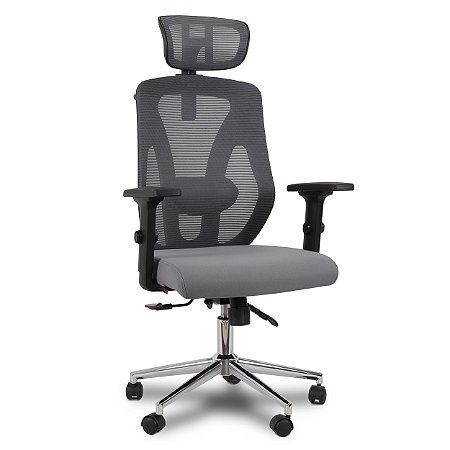 Cadeira de Escritório Comfy Profile  Tela Mesh Cinza e Relax Avançado