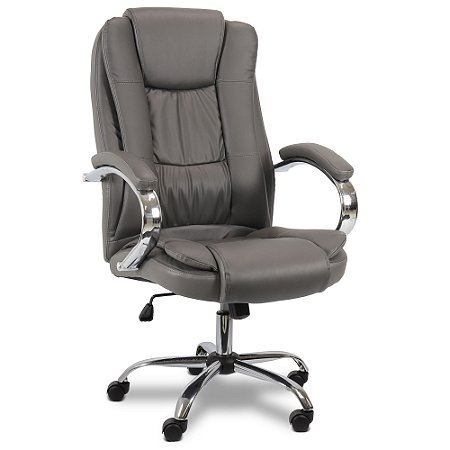 Cadeira de Escritório Comfy Virtuous Cinza Claro, Base Giratória e Sistema Relax