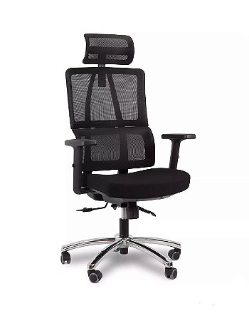 Cadeira de Escritório Comfy Ergoboost Tela Mesh Preta, Base Giratória e Relax Avançado