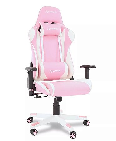 Cadeira Gamer Xperience GT Rosa, Base Giratória e Sistema de Inclinação Avançado
