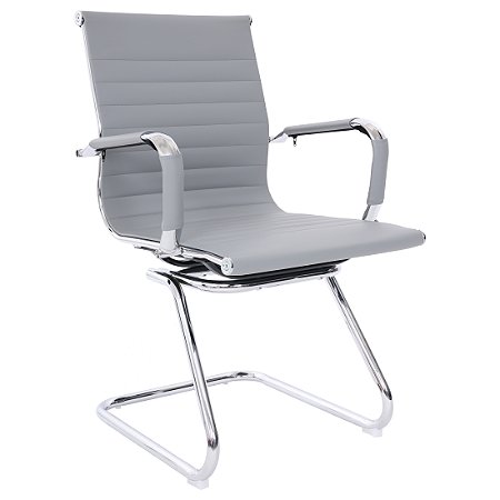 Cadeira Visitante Comfy Nifty Cinza Base Fixa Cromada