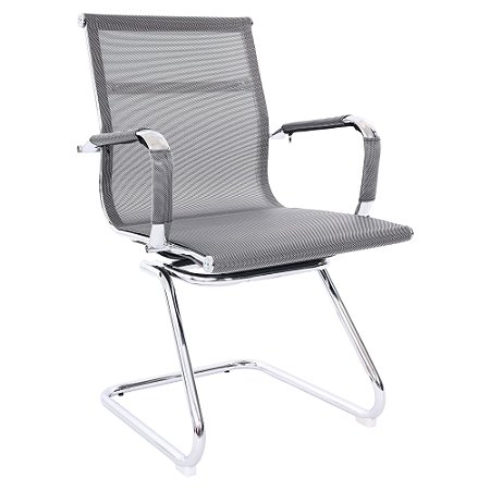 Cadeira de Visitante Comfy Neat em Tela Cinza, Base Fixa