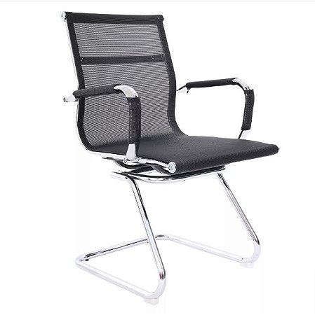 Cadeira de Visitante Comfy Neat em Tela Preta, Base Fixa