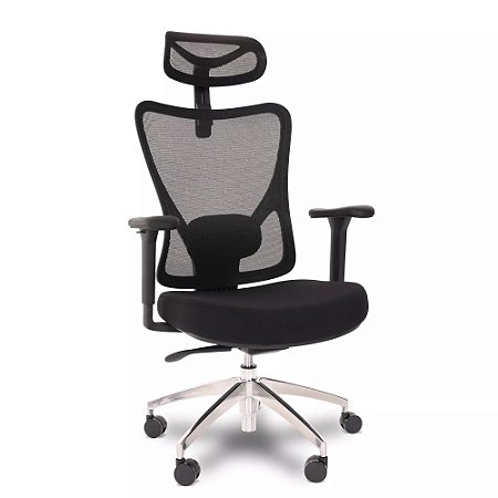 Cadeira de Escritório Comfy Harmony Tela Mesh Preta, Base Alumínio e Relax Avançado