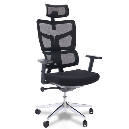 Cadeira de Escritório Comfy Solus Tela Mesh Preta, Base Giratória, Braço Ajustável, Relax Avançado
