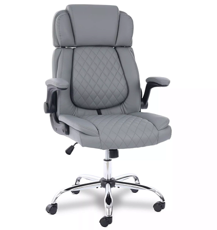 Cadeira de Escritório Comfy ErgoCush Estofada Cinza, Base Giratória e Relax Avançado
