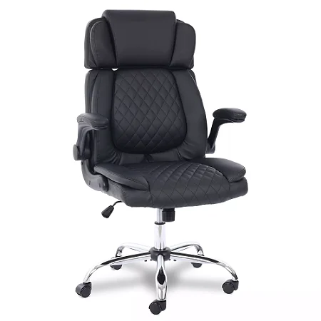 Cadeira de Escritório Comfy ErgoCush Estofada Preta, Base Giratória e Relax Avançado