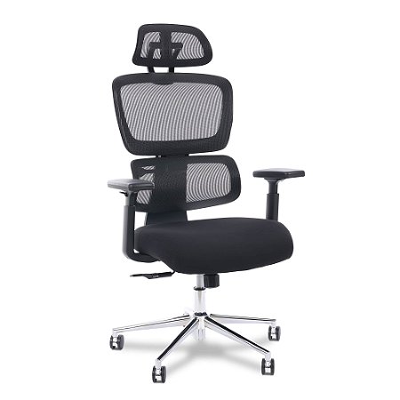 Cadeira de Escritório Comfy Nexus Tela Mesh Preta, Braço Ajustável e Relax Avançado - Garantia Total de 24 meses