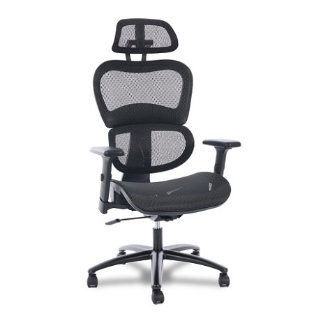 Cadeira de Escritório Comfy Zephyr Tela Mesh Preta, Braço 3D e Relax Avançado - Garantia Total de 24 meses