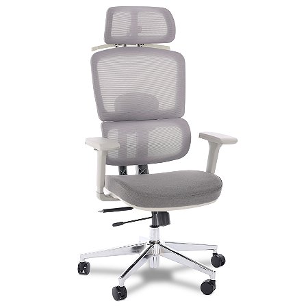 Cadeira de Escritório Comfy Aura Cinza Tela Mesh Cinza, Braço 4D e Assento e Encosto Ajustáveis
