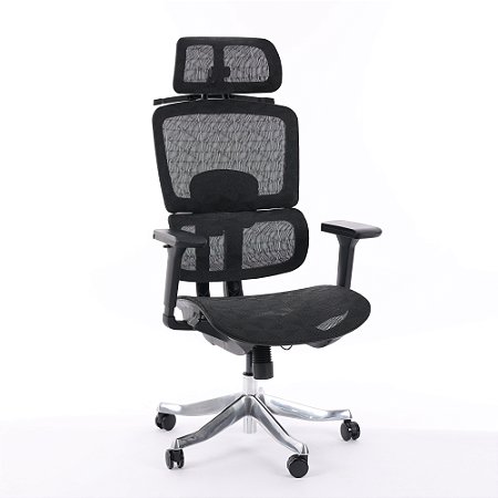 Cadeira de Escritório Comfy Vertex Tela Mesh Preta, Braço 4D, Assento e Encosto Ajustáveis