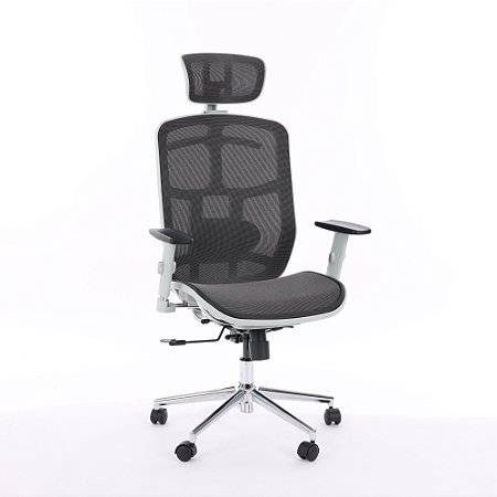 Cadeira de Escritório Comfy ErgoPro Cinza Tela Mesh Cinza, Braço Ajustável e Relax Avançado