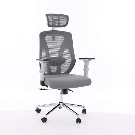 Cadeira de Escritório Comfy Profile Cinza Tela Mesh Cinza e Relax Avançado