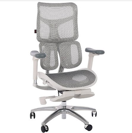 Cadeira de Escritório Comfy Sihoo Encore Tela Mesh Cinza Base Alumínio, Múltiplos Ajustes Braço 6D