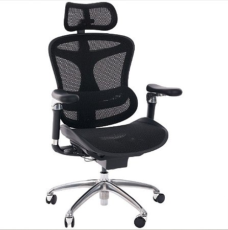 Cadeira de Escritório Comfy Sihoo Duve Tela Mesh Preta Base Alumínio, Múltiplos Ajustes Braço 6D