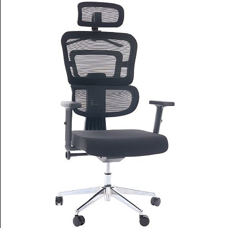 Cadeira de Escritório Comfy Halo Preta Tela Mesh Preta, Giratória, Encosto Ajustável e Relax Avançado