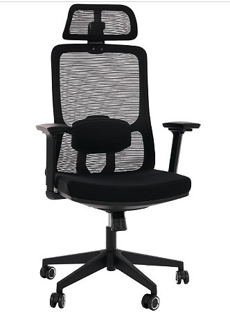 Cadeira de Escritório Comfy Turya Ultra Tela Mesh Preta, Braço 3D, Assento Deslizante e Relax