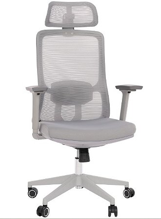 Cadeira de Escritório Comfy Turya Ultra Tela Mesh Cinza,Braço 3D,Assento Deslizante e Relax