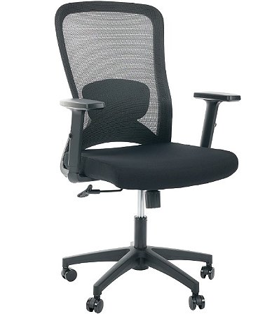 Cadeira de Escritório Comfy Trix Preta Mesh Preta, Braço Ajustável e Relax