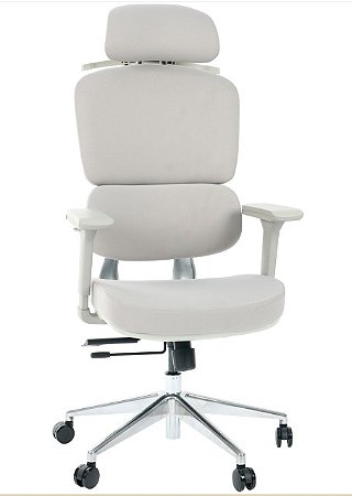 Cadeira de Escritório Comfy Clarity Cinza Tecido Cinza Base Alumínio, Braço 4D, Assento Deslizante Relax