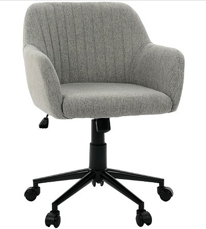 Cadeira Giratória Flexy Clari SW Base Metal Estofada em Linho Cinza