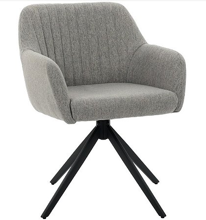 Cadeira Giratória Flexy Clari Base Metal Estofada em Linho Cinza
