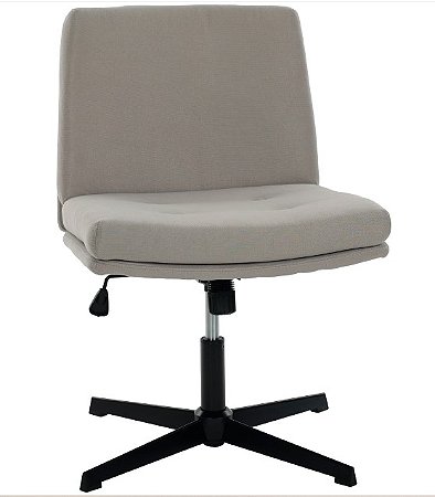 Cadeira Giratória Flexy Coris Base Preta e Tecido Cinza Pérola