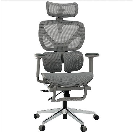 Cadeira de Escritório Comfy Orion Cinza, Braço 3D, Lombar Adaptável e Assento Deslizante