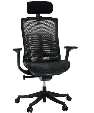 Cadeira de Escritório Comfy Spine Full Mesh Preta, Braço 3D, Assento Deslizante e Relax