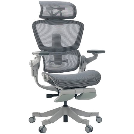 Cadeira de Escritório Comfy Specter Cinza Tela Mesh Cinza , Multiajustável, Braço e Apoio de Cabeça 4D