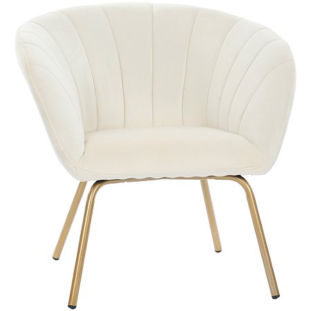 Poltrona Flexy Flora Pés Dourados e Tecido Creme