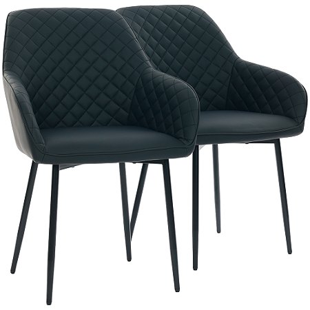 Par de Cadeiras Flexy Luni Base Preta PU Preto