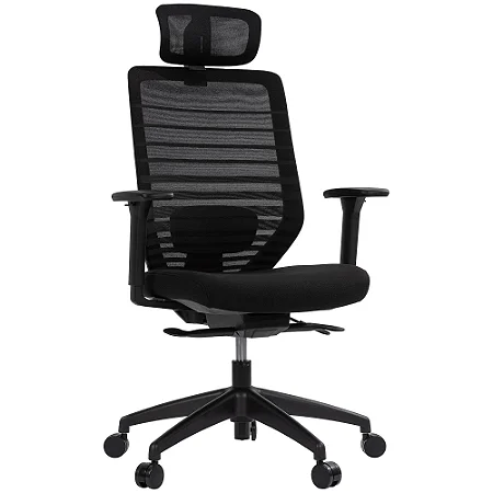 Cadeira de Escritório Comfy York Preta Tela Mesh Preta, Mecanismo Syncro Assento Deslizante
