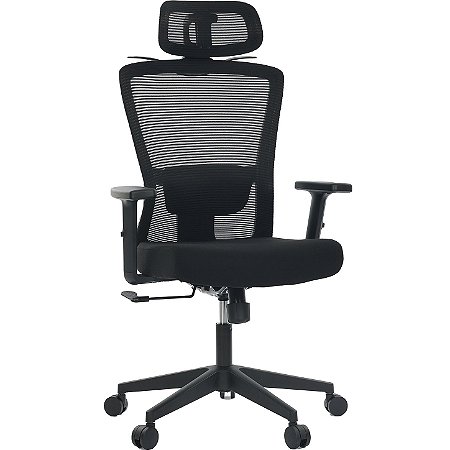 Cadeira de Escritorio Ergonômica Comfy Stance Plus Tela Mesh Preta, Base Giratoria e Sistema Relax