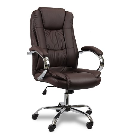 Cadeira de Escritório Comfy Virtuous Marrom, Base Giratória e Sistema Relax