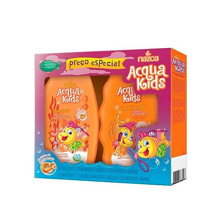 Kit Acqua Kids Shampoo 250ml + Condicionador 250ml De Mamão Papaia Para Cabelos Cacheados Vegano Nazca