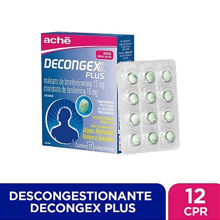 Decongex Plus 12mg + 15mg - 12 Comprimidos