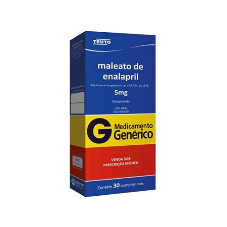 Maleato de Enalapril 5mg com 30 Comprimidos Teuto Genérico